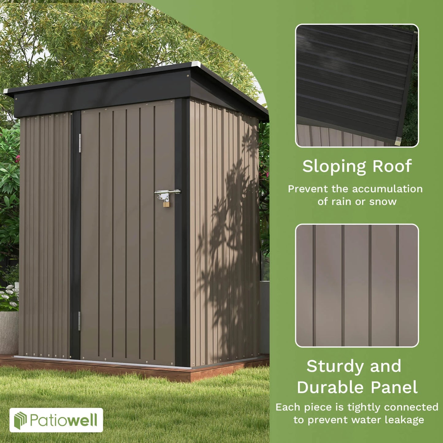 5x3 Compact Storage Shed - Weatherproof Tool Storage