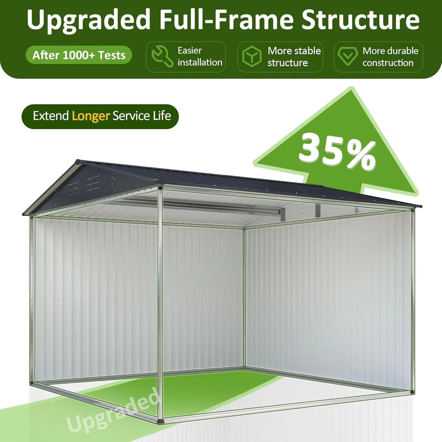 10x10 Metal Storage Shed - Weatherproof Outdoor Tool Storage