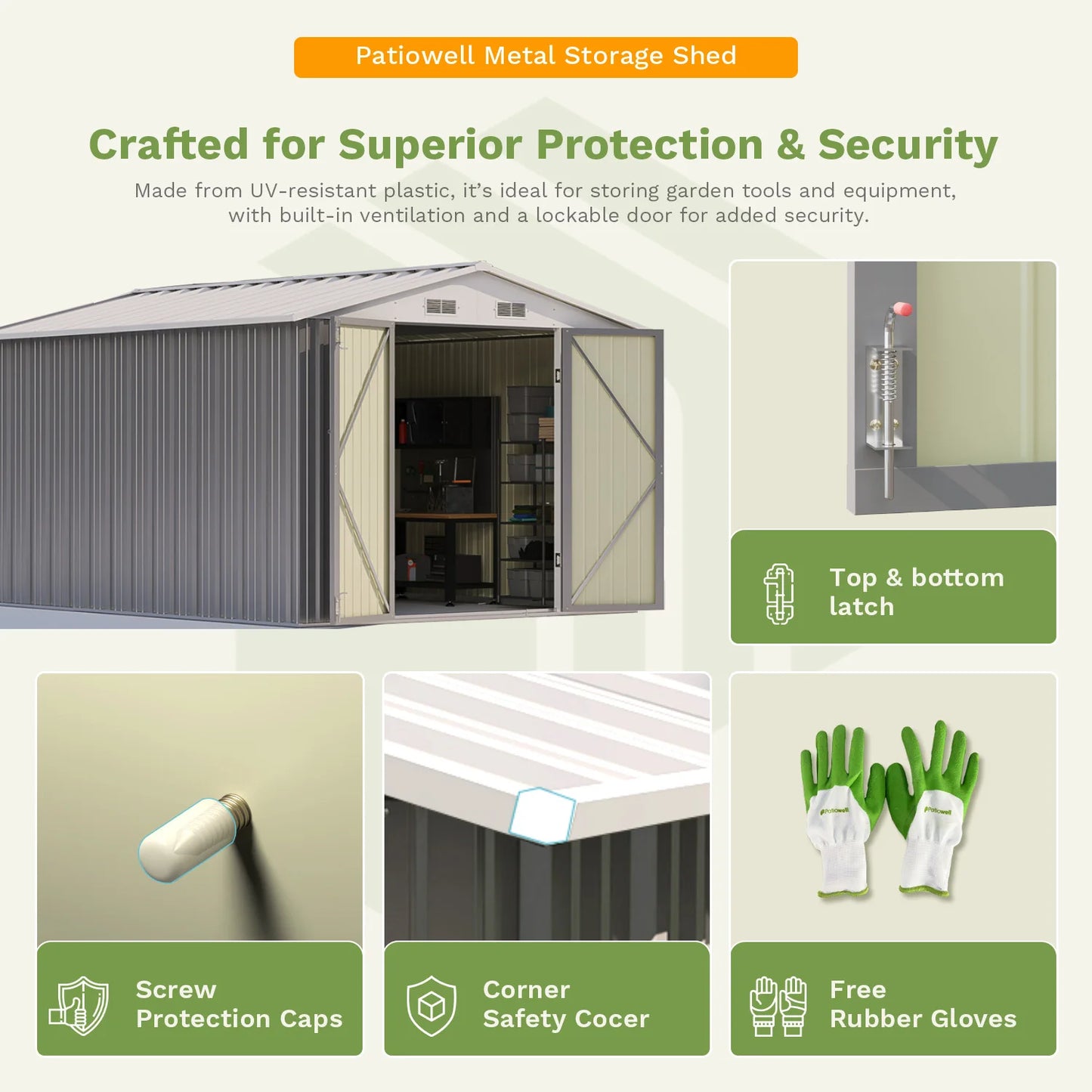10x12 Extra Large Storage Shed - Weatherproof Steel Yard Storage