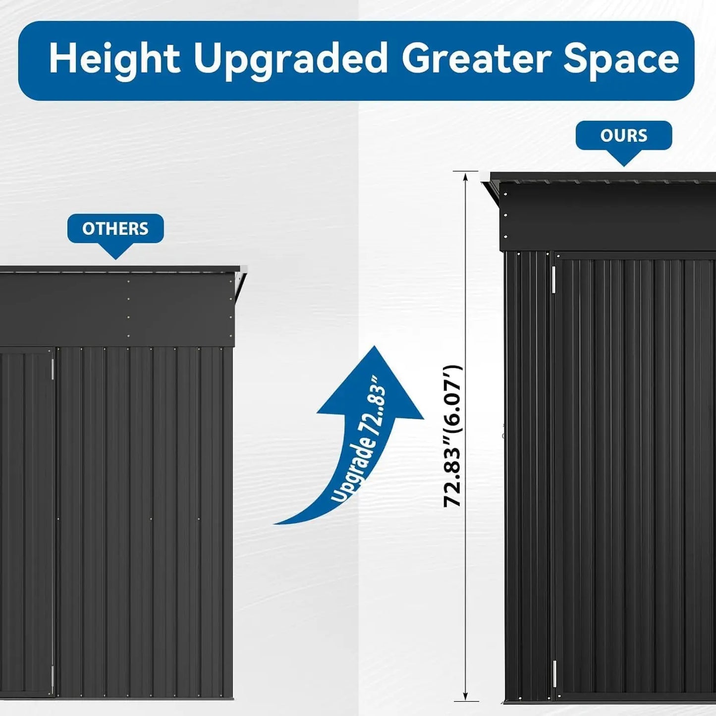 8x4 Triple Door Storage Shed - Weatherproof Black Galvanized Steel