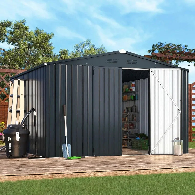 10x10 Premium Storage Shed - Weatherproof Outdoor Tool Storage