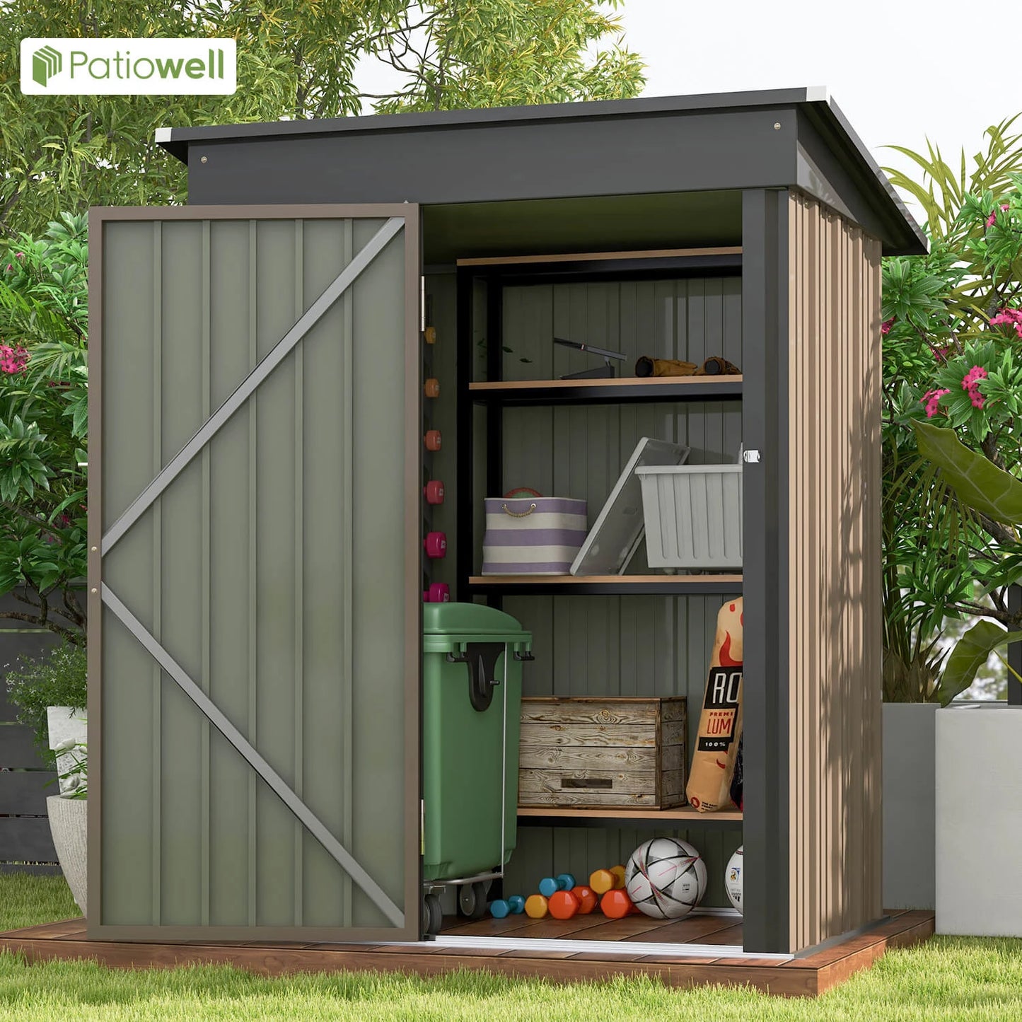 5x3 Compact Storage Shed - Weatherproof Tool Storage