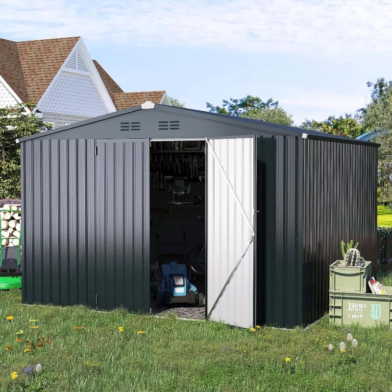 10x10 Premium Storage Shed - Weatherproof Outdoor Tool Storage