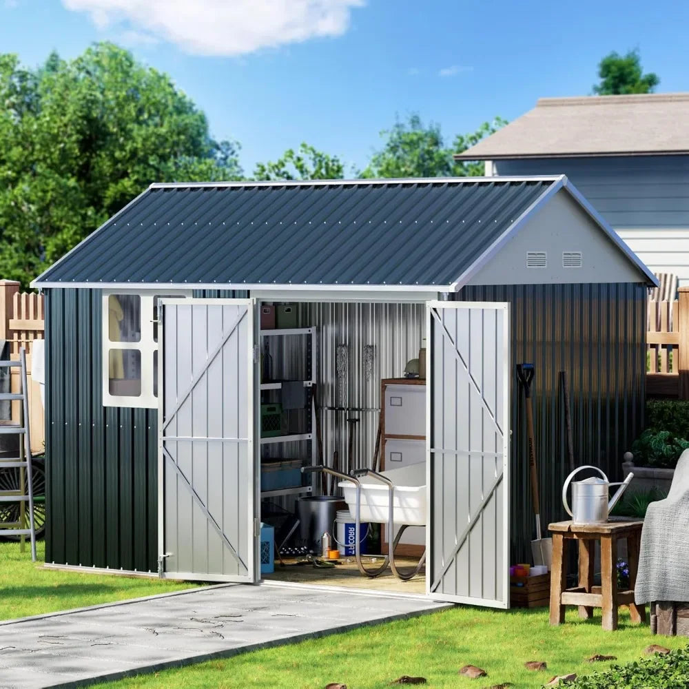10x8 Large Storage Shed - Weatherproof Steel Outdoor Storage