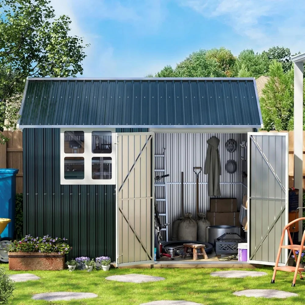 10x8 Large Storage Shed - Weatherproof Steel Outdoor Storage