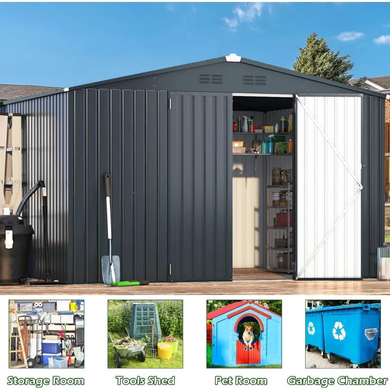 10x10 Premium Storage Shed - Weatherproof Outdoor Tool Storage