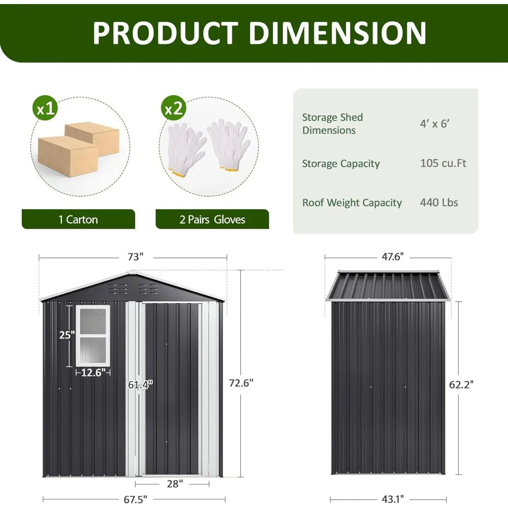 6x4 Compact Storage Shed - Small Weatherproof Outdoor Storage
