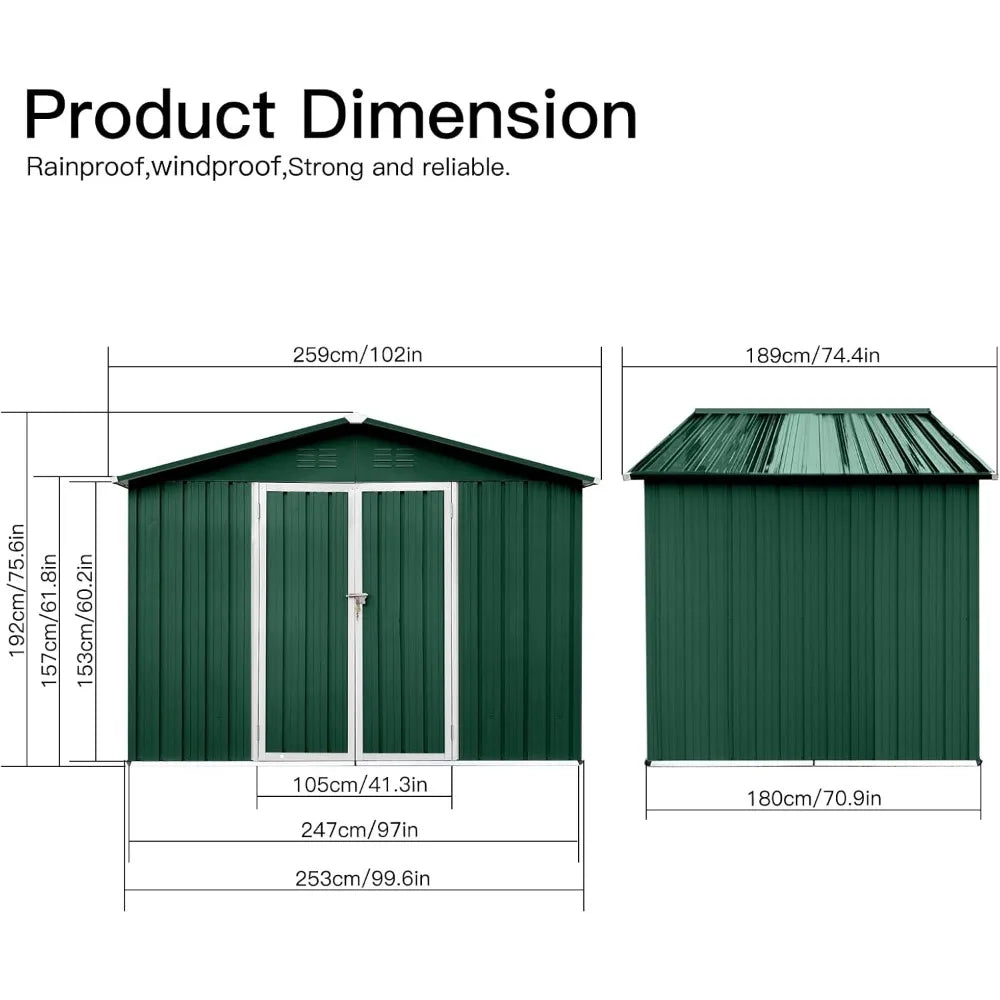 6x8 Premium Aluminum Storage Shed - Weatherproof Heavy Duty