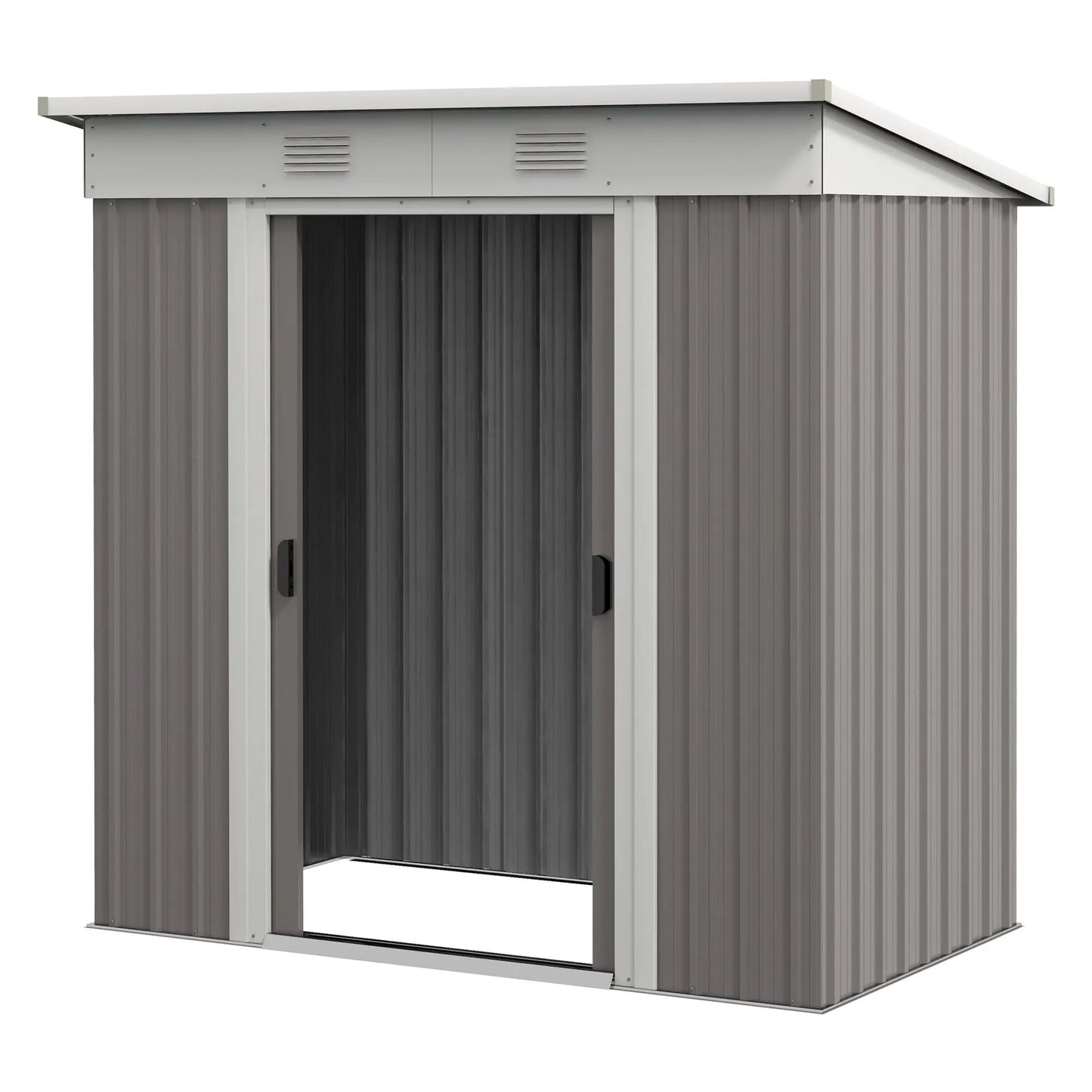 6x4 Premium Gray Storage Shed - Weatherproof with Dual Locks