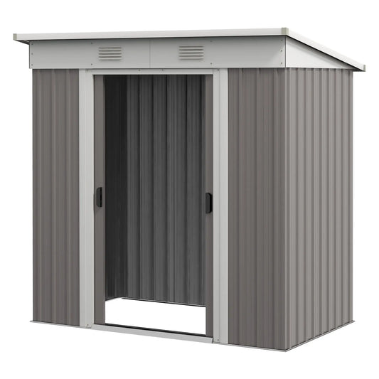 6x4 Premium Gray Storage Shed - Weatherproof with Dual Locks