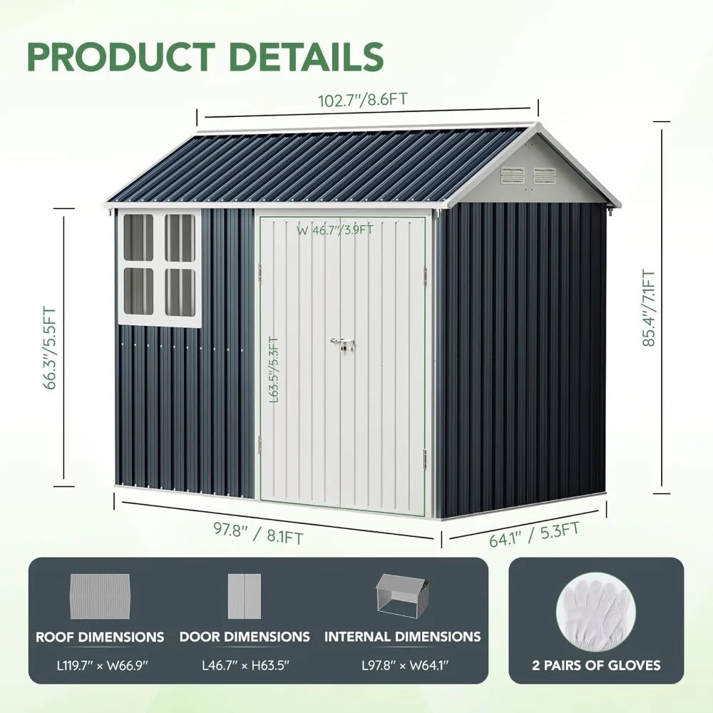 8x6 Storage Shed - Weatherproof Steel with Window