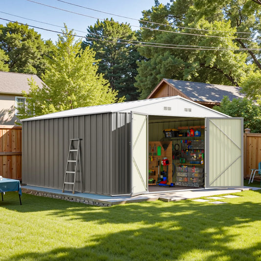 10x12 Extra Large Storage Shed - Weatherproof Steel Yard Storage