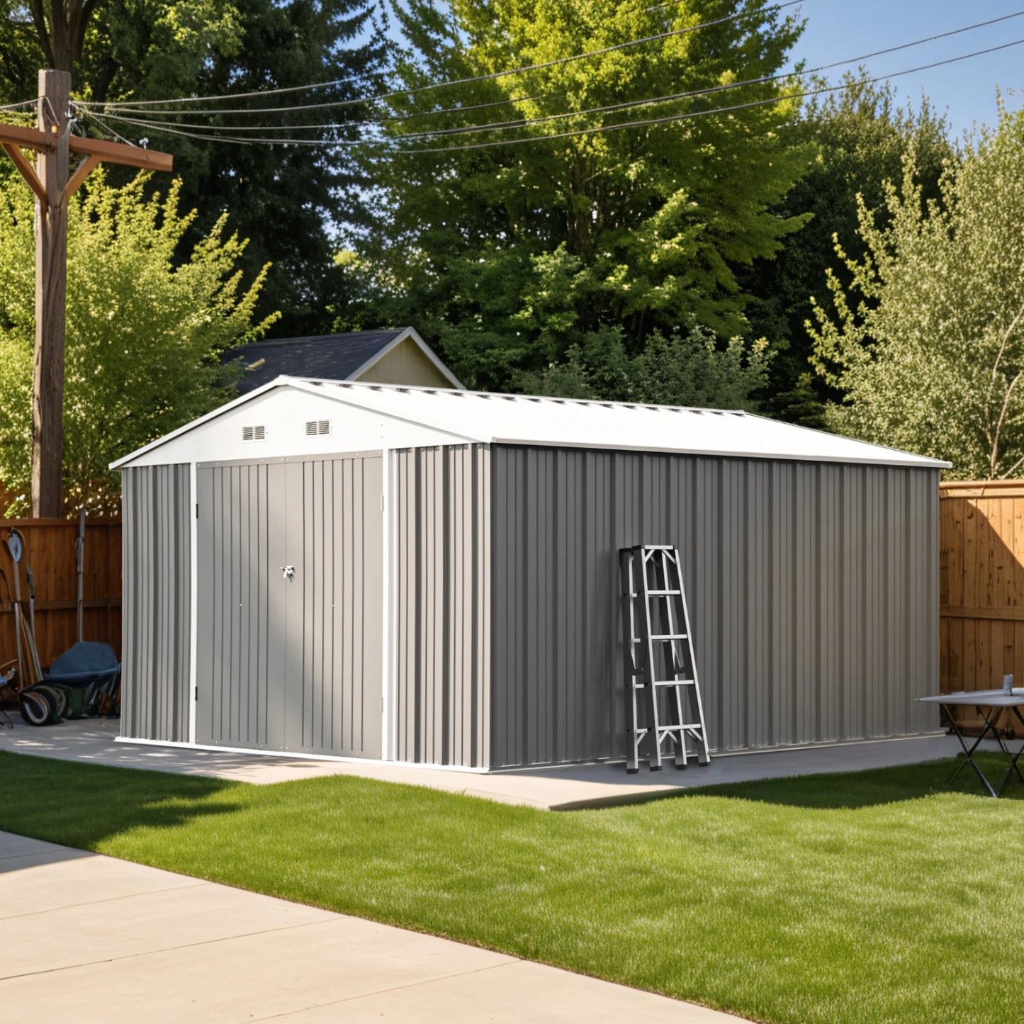 10x12 Extra Large Storage Shed - Weatherproof Steel Yard Storage