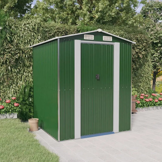 6x6 Garden Storage Shed Green - Weatherproof Galvanized Steel