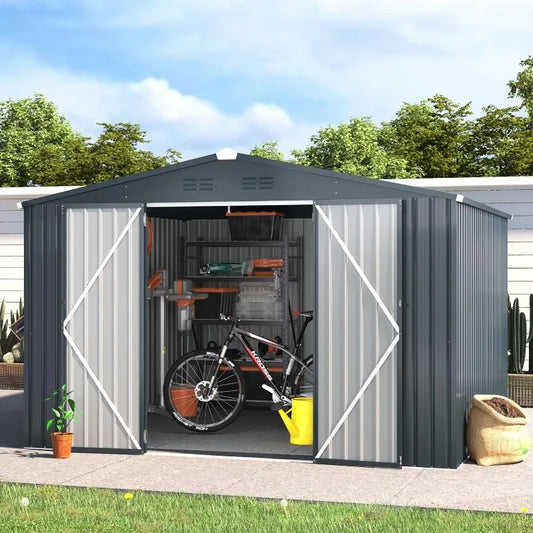 10x10 Premium Storage Shed - Weatherproof Outdoor Tool Storage