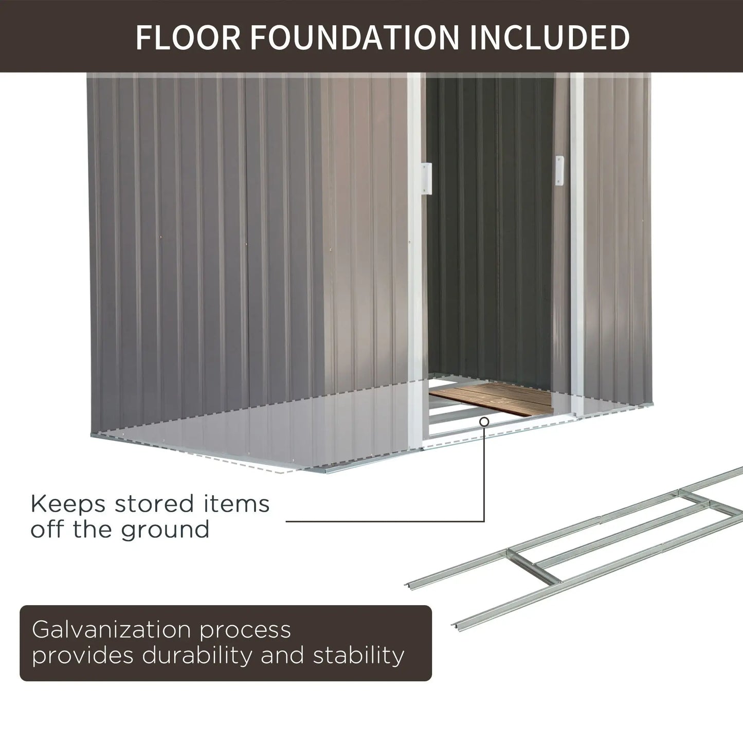 7x4 Storage Shed Gray White - Medium Weatherproof Utility Storage