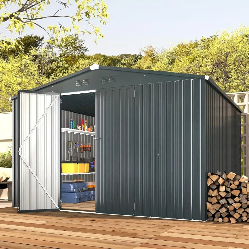 10x10 Premium Storage Shed - Weatherproof Outdoor Tool Storage