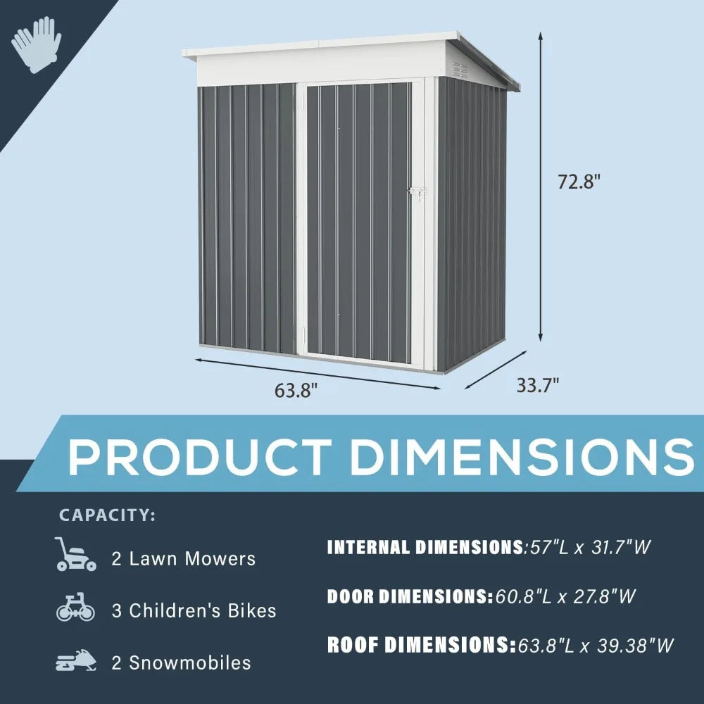 5x3 Compact Storage Shed - Small Weatherproof Outdoor Tool Storage