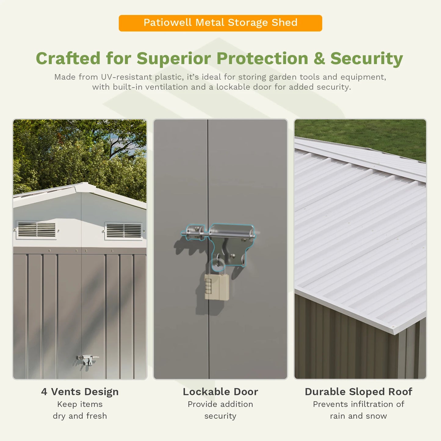 10x12 Extra Large Storage Shed - Weatherproof Steel Yard Storage