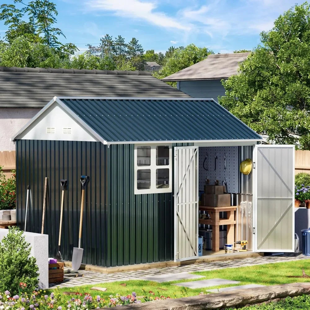 10x8 Large Storage Shed - Weatherproof Steel Outdoor Storage