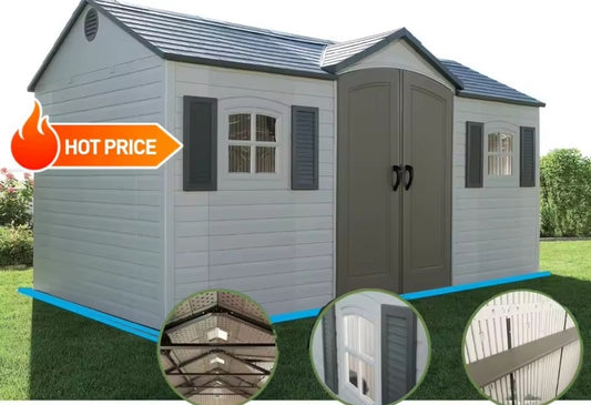 15' x 8' Premium Plastic Shed - Heavy Duty Storage Solution