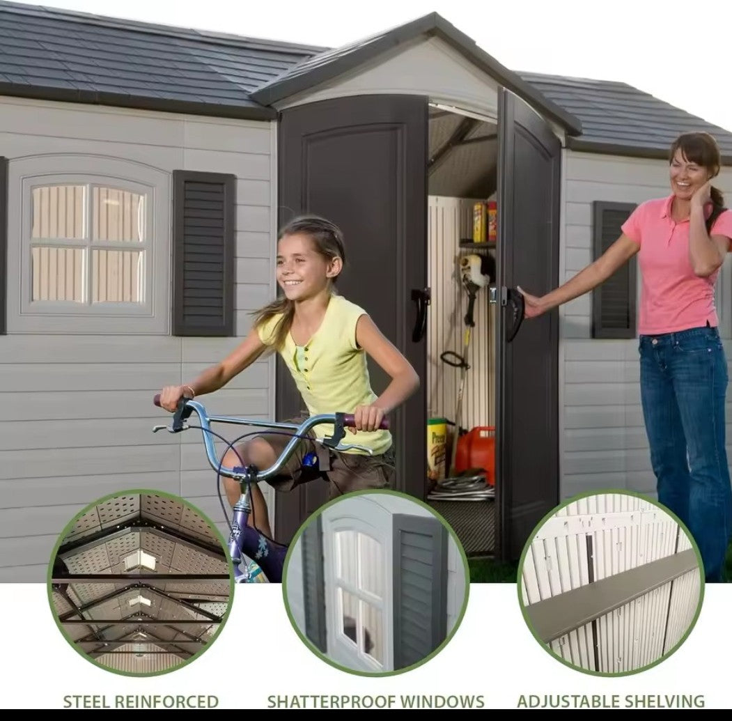 15' x 8' Premium Plastic Shed - Heavy Duty Storage Solution