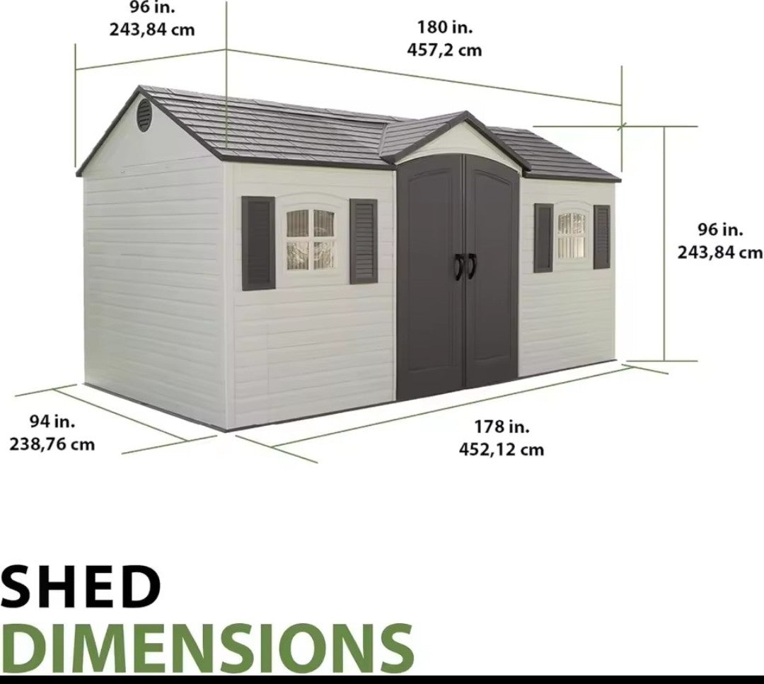 15' x 8' Premium Plastic Shed - Heavy Duty Storage Solution